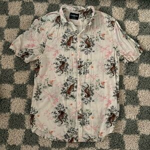 Carbon Unisex Tiger Short Sleeve Button Down